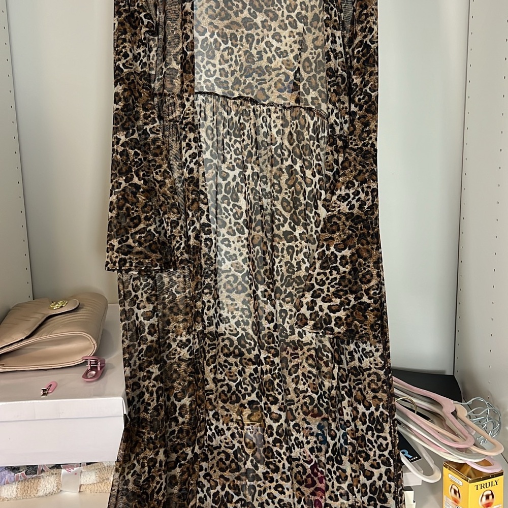 Leopard Print Sheer Cover-Up